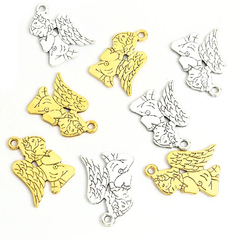 20pcs Vintage Silver/Gold Color Pray Angel Alloy Charms Metal Praying Girl Pendant For Handmade Jewelry DIY Findings Accessories