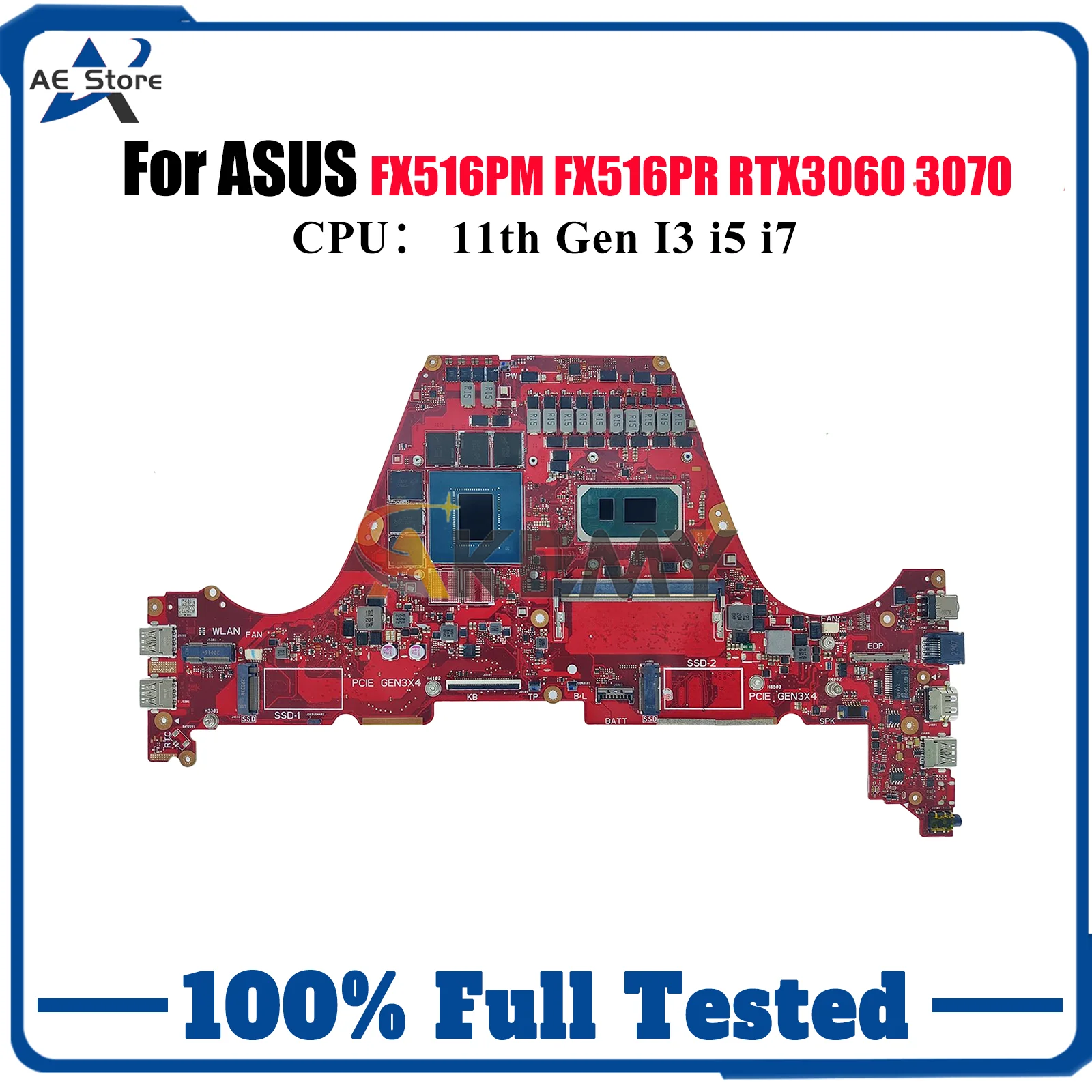 

Материнская плата для ноутбука FX516PR для ASUS TUF Gaming FX516PM FX516PR FX516P, материнская плата с 11-го поколения I3 i5 i7 100% тест, ОК, быстрая доставка