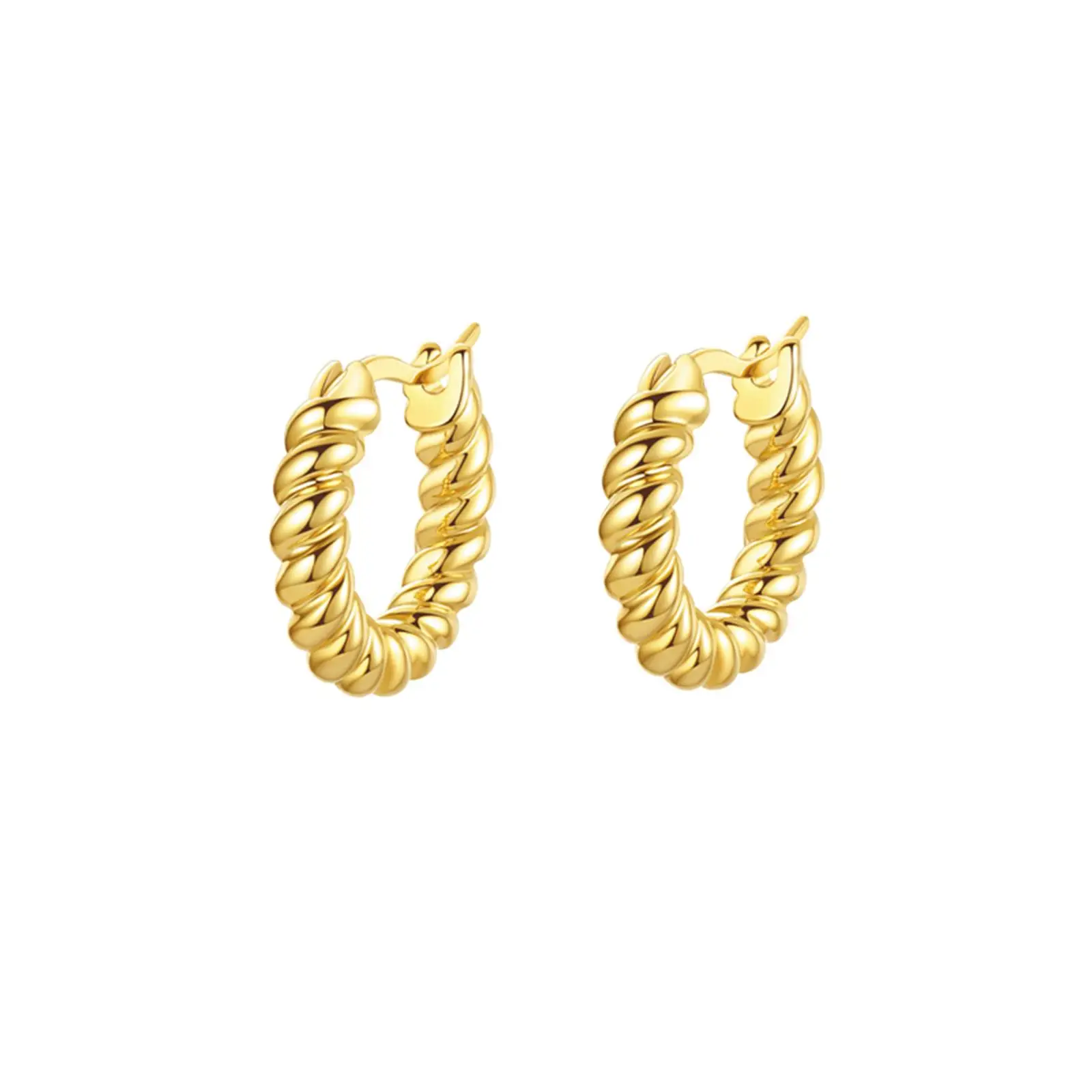  YYSuniee Twisted Rope Chunky Hoop Earrings,Solid 925 Sterling Silver 18K Gold Plated Cable Hinged Hoop Earrings for Women