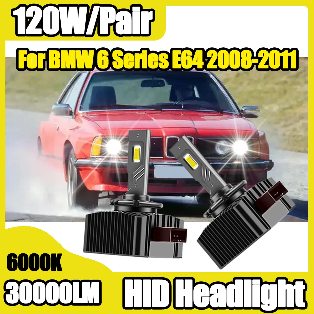 

2X Canbus 120W Front Lamps HID Xenon Headlamp Bulbs High Power 6000K White 30000LM 12V For BMW 6 Series E64 2008 2009 2010 2011