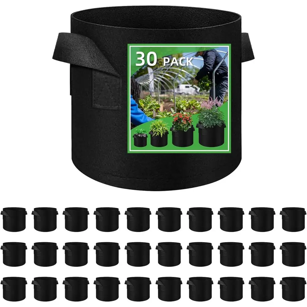 30 Pack 10 Gallon Plant Grow Bags, Breathable Non-Woven Aeration Fabric Plant Grow Pots, Garden Planting Containers or Nursery V