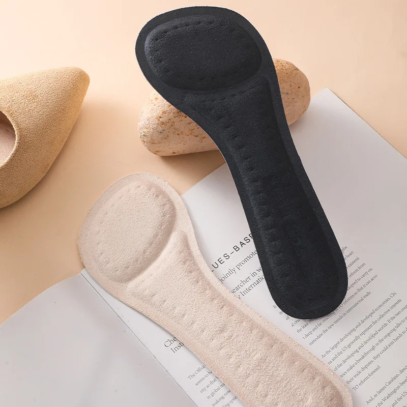 Women's Self-Adhesive Suede Open Toe Insoles Anti-Slip Deodorant Shock Absorbing Breathable Sweat Resistant Comfort Shoe Pads