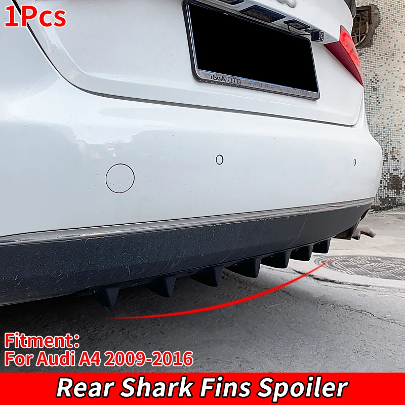 

Car Rear Bumper Lip Diffuser Shark Fins Spoiler Body Kit Protector Auto Accessories Scratch Protector For Audi A4 2009-2016 2012