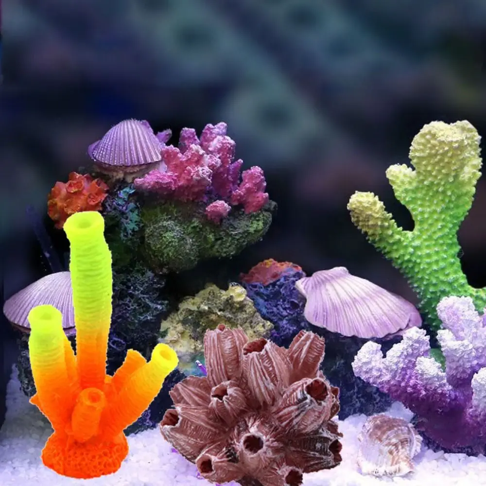 1 قطعة محاكاة صغيرة تحت الماء نابض بالحياة الاصطناعي المائية زخرفة البحر المرجان الشعاب المرجانية حوض السمك النباتات #4