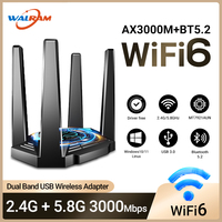 WALRAM WiFi 6E AX3000 USB WiFi Adapter USB3.0 Bluetooth 5.2 Dual Band 2.4G&5G WiFi Network Card Receiver Dongle For Win10/11