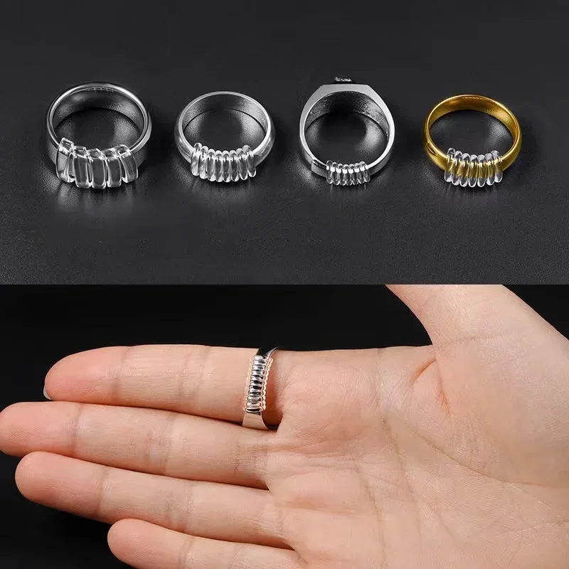 4-50pcs/Set Ring Size Reducer Tools Spiral Spring Based Rings Adjust Invisible Transparent Tightener Resizing Tool Jewelry Guard