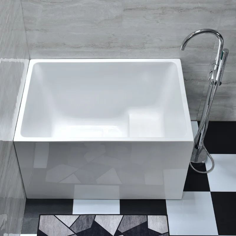 Acrylic freestanding small apartment deep soaking bathtub household adult mini mini bathtub hotel movable
