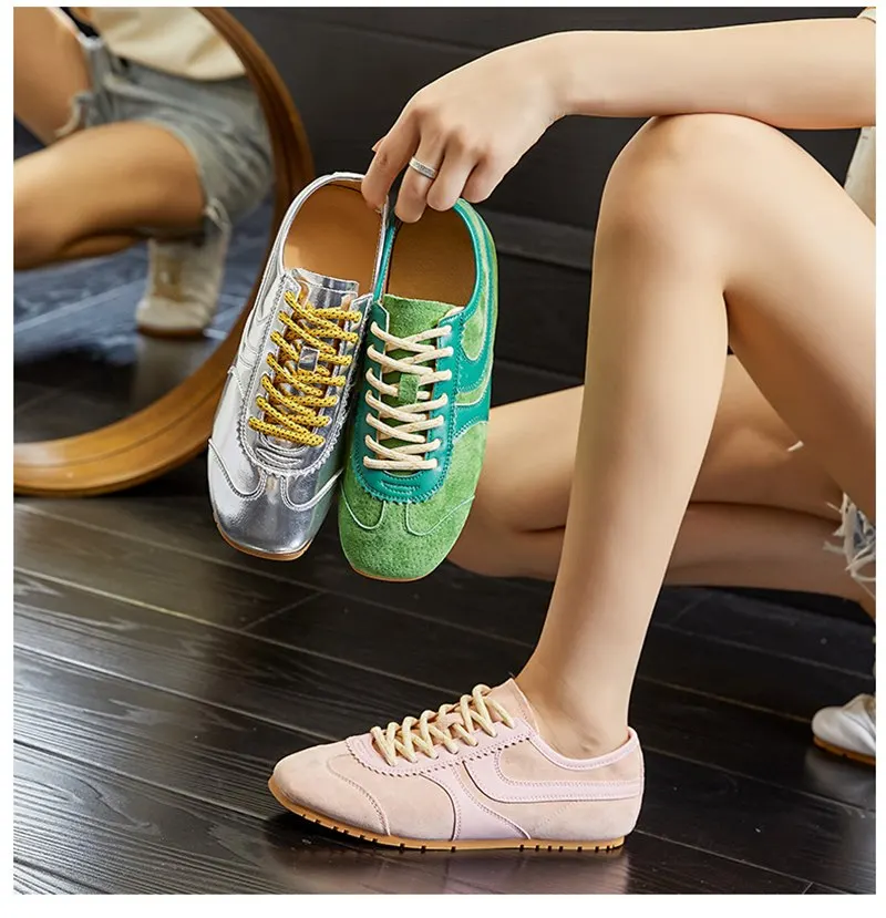 MORAZORA 12 Colors Genuine leather Sneakers Women Flats Lace Up Fashion Casual Shoes Spring Summer Flat Shoes image 4