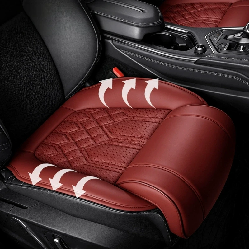 Car Seat Cushion 3D Leg Support Breathable PU Leather Soft Non Slip Wear Resistant for Driver Passenger Skin Friendly Auto Pad