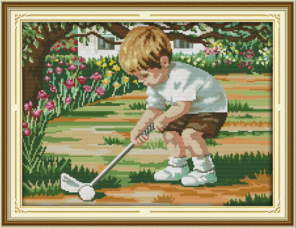 Cross-stitch Complete Set The Future Of Golf Kit Stamped Printed Counted Unprinted Cloth DMC Needlework Home Decor