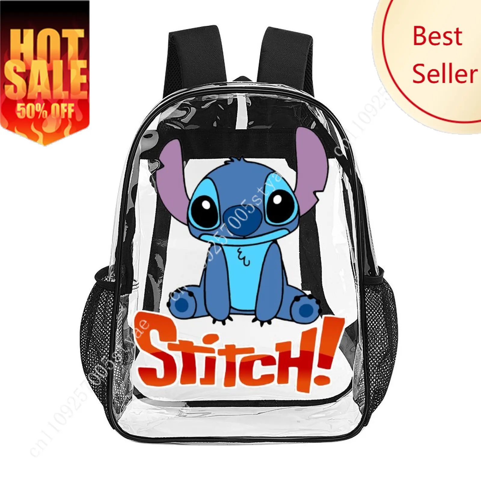 

Stitch Transparent Backpack Disney Cartoon Decorative Bag Design Your Photos Logos Text Customized Party Holiday Gifts