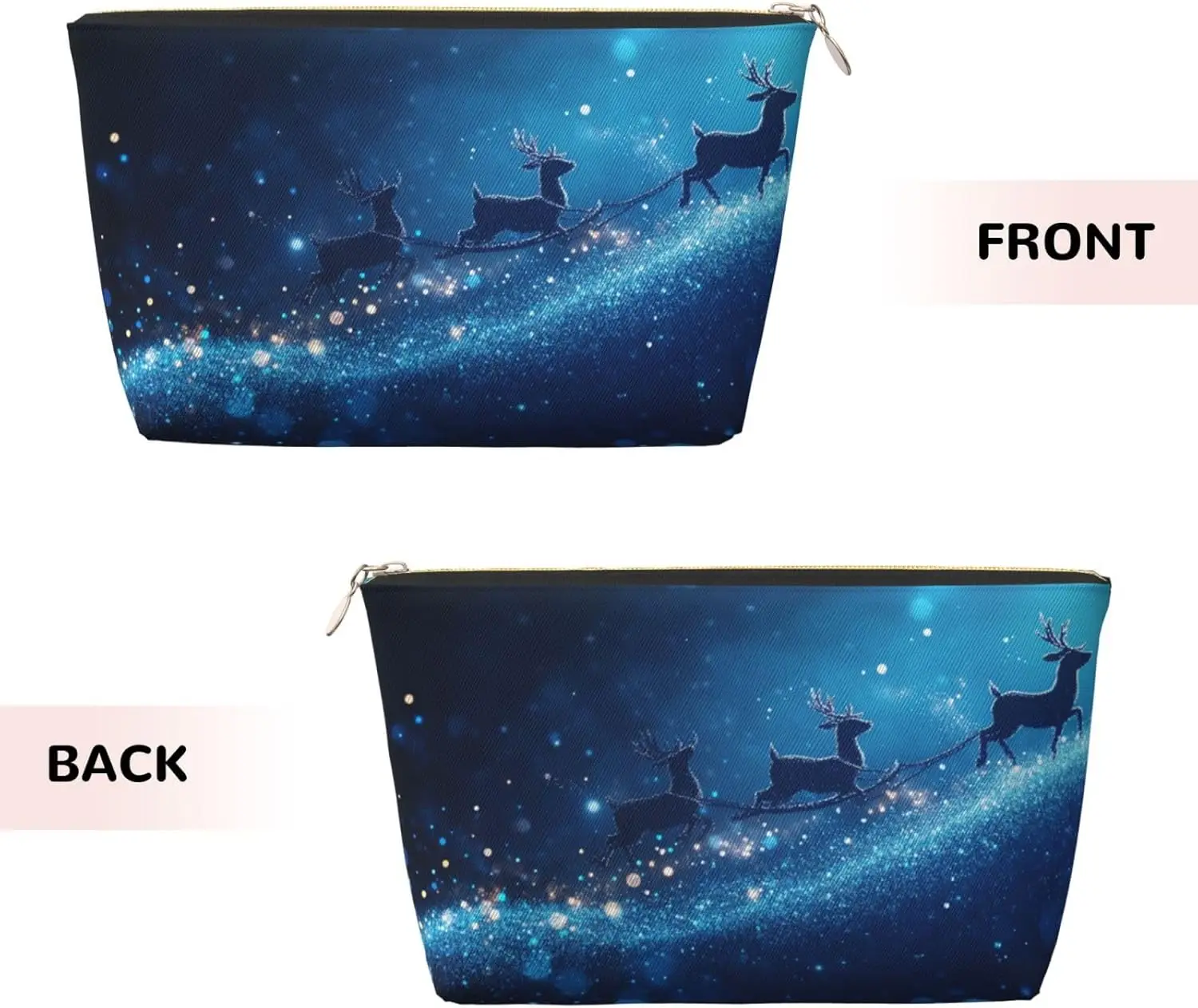 Bolsa cosmética natal azul cervo estrela maquiagem bolsa viagem organizador de higiene pessoal zíper à prova dwaterproof água para mulher