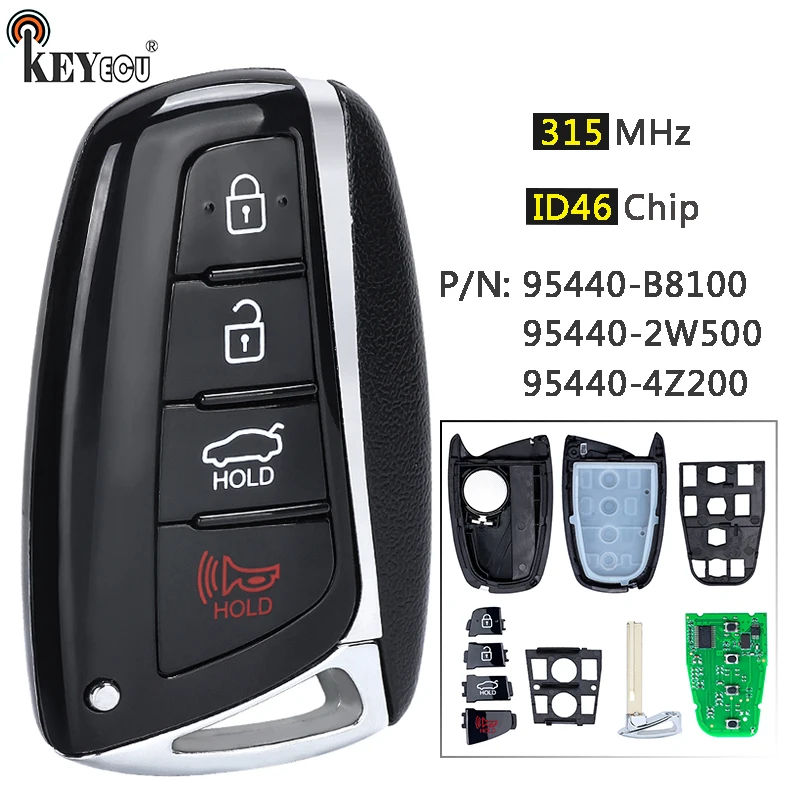 

KEYECU 315MHz ID46 Chip P/N: 95440-B8100 95440-2W500 95440-4Z200 Smart Remote Key Fob for Hyundai Santa Fe Genesis 2013-2018
