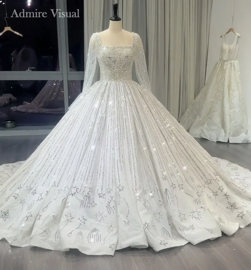 

Admire Visual Sparkle свадебное платье бальное платье с длинными рукавами и квадратным вырезом индивидуальное платье невесты Vestidos De Novias