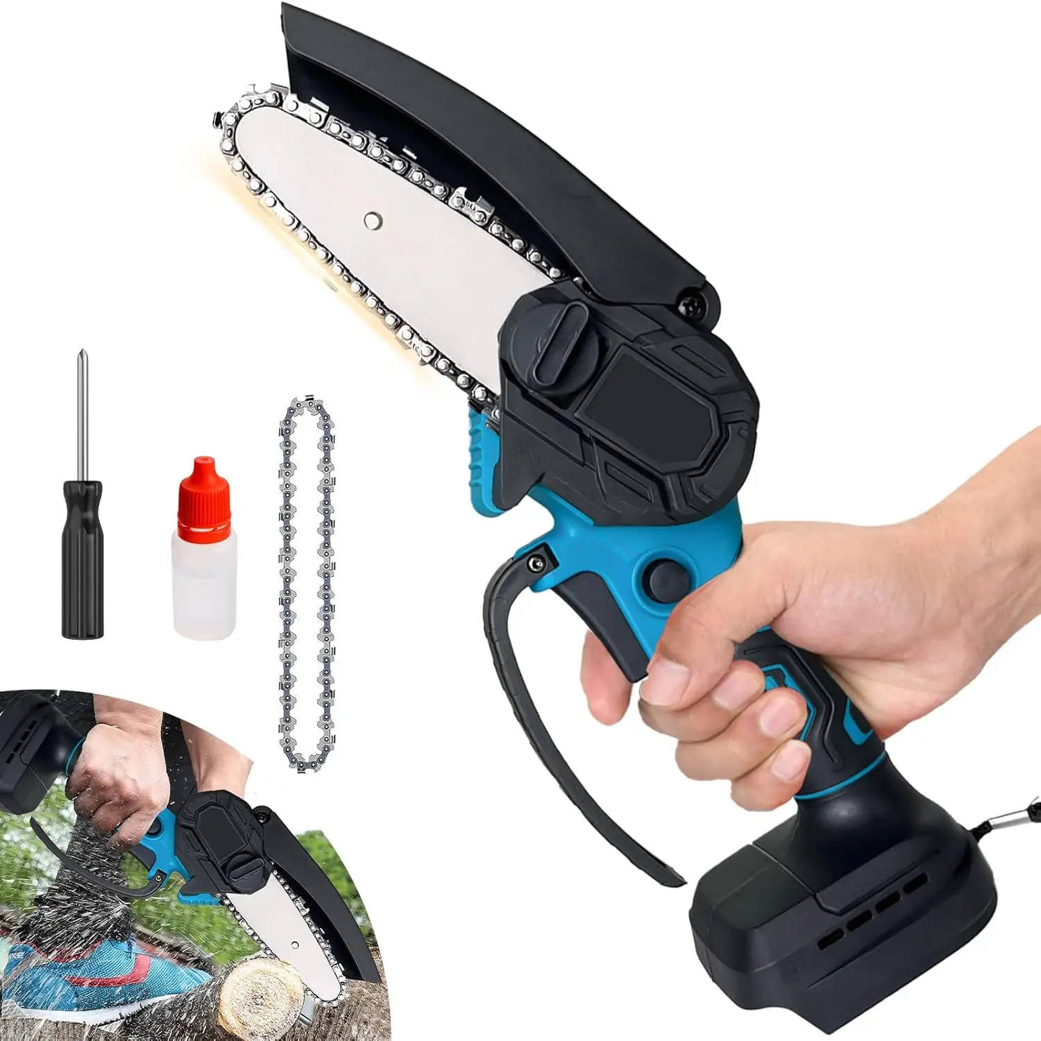 4 Inch Chainsaw Replacement for Makita Battery, 550W Mini Chainsaw for Garden Scissors Branch Scissors Wood Cutting(Tool Only)