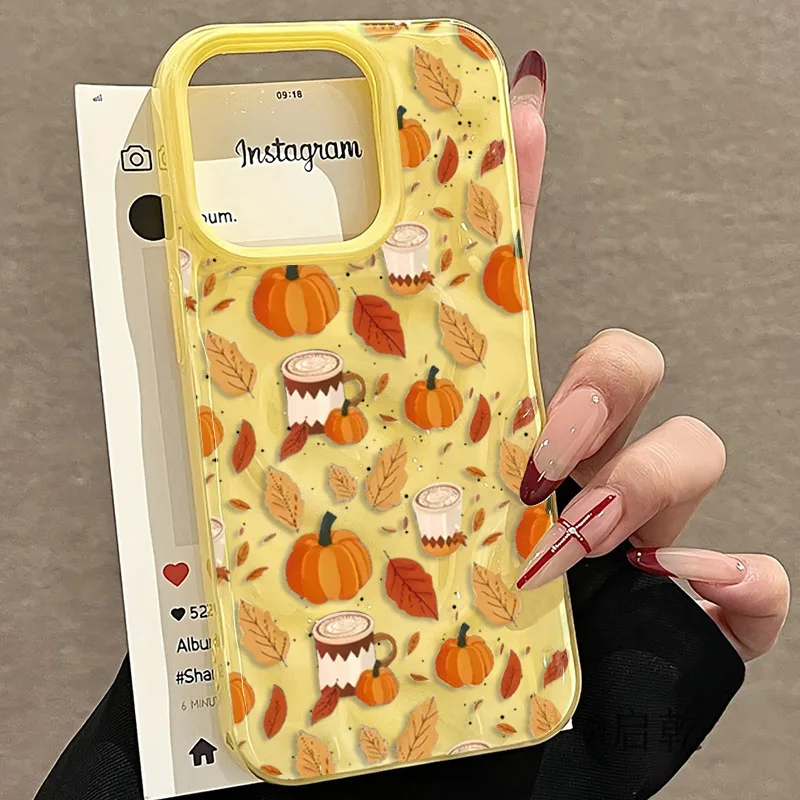 

Halloween Pumpkin 3D Irregular Wrinkle Meteorite Phone Cases For iPhone 17 16 15 14 13 12 11 Air Pro Max Shockproof Glossy Soft