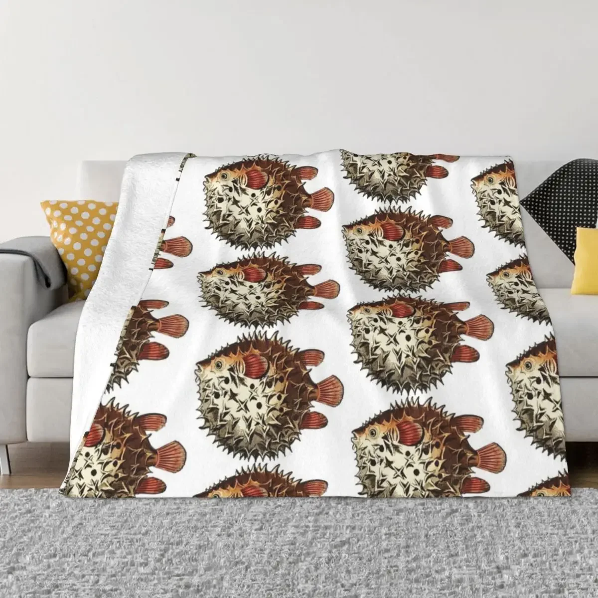 Puffer Fish Throw Blanket Fluffy Shaggy Hairys Blankets