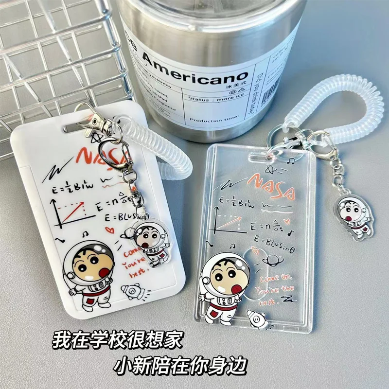 

Kawaii Anime Crayon Shin Chan Cartoon Card Holder Student Campus Meal Subway Card Ctorage Cover Protective Sliding Cover