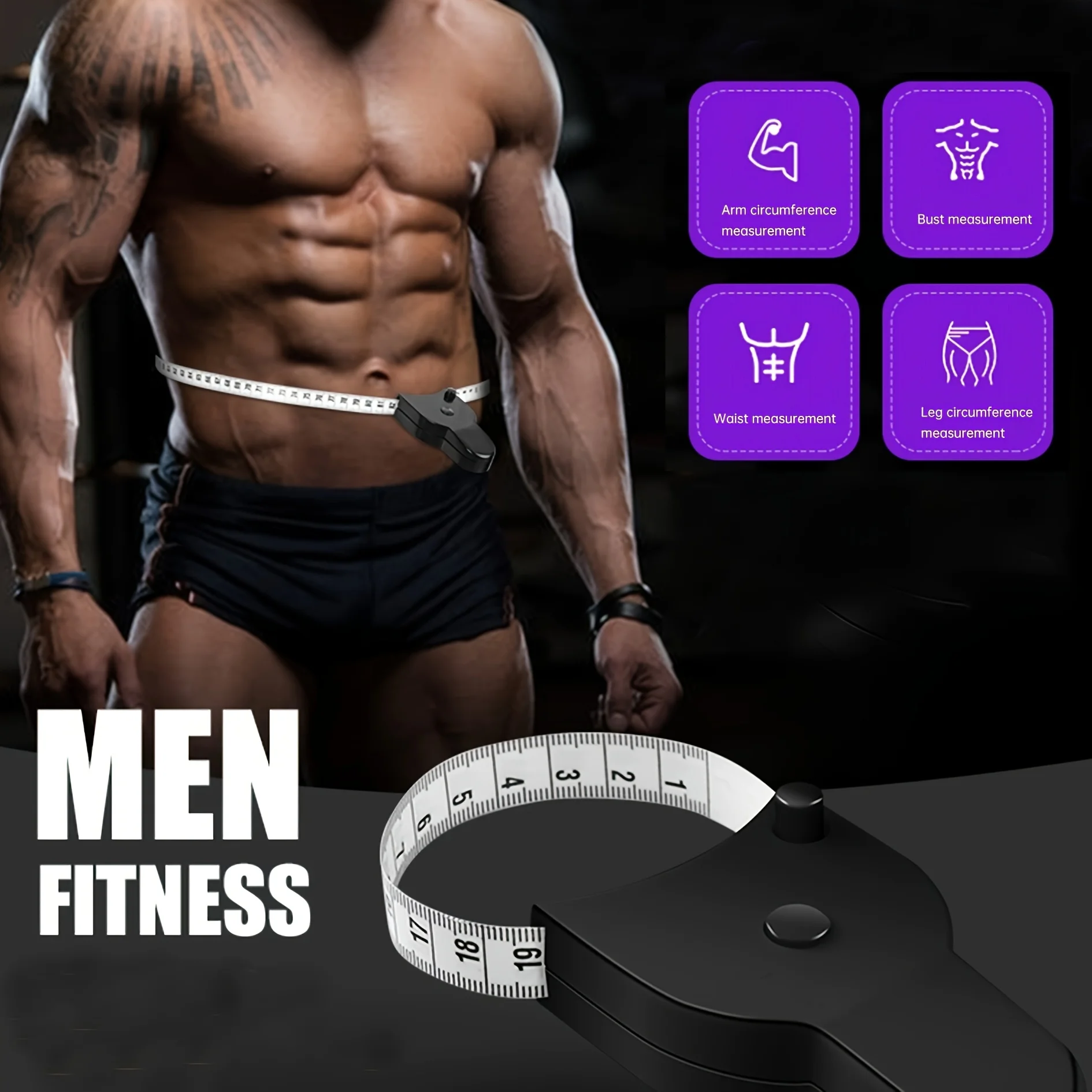 Körperfett-Kaliper und Taillenmessband-Set - Handgehaltener Kombinations-Kaliper und Messband, Tragbares Fitness-Messwerkzeug – Detail 9