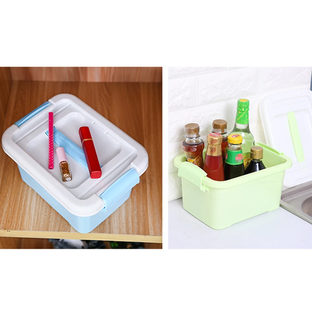 

Candy Color Portable Storage Box with Lid Plastic Cosmetics Container Household Storage Bins (Small Size) ( Color)