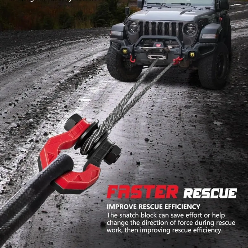 Shackle U-Shaped Tow Hook with Magnet, Heavy Duty D-Ring 8 Ton Capacity, Off-Road Recovery, Black/Red, Durable Trailer Hitch