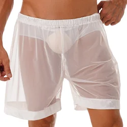 Boxer en maille transparente pour hommes, sous-vêtements transparents, shorts de bain, vêtements de plage d'été, lingerie pour hommes