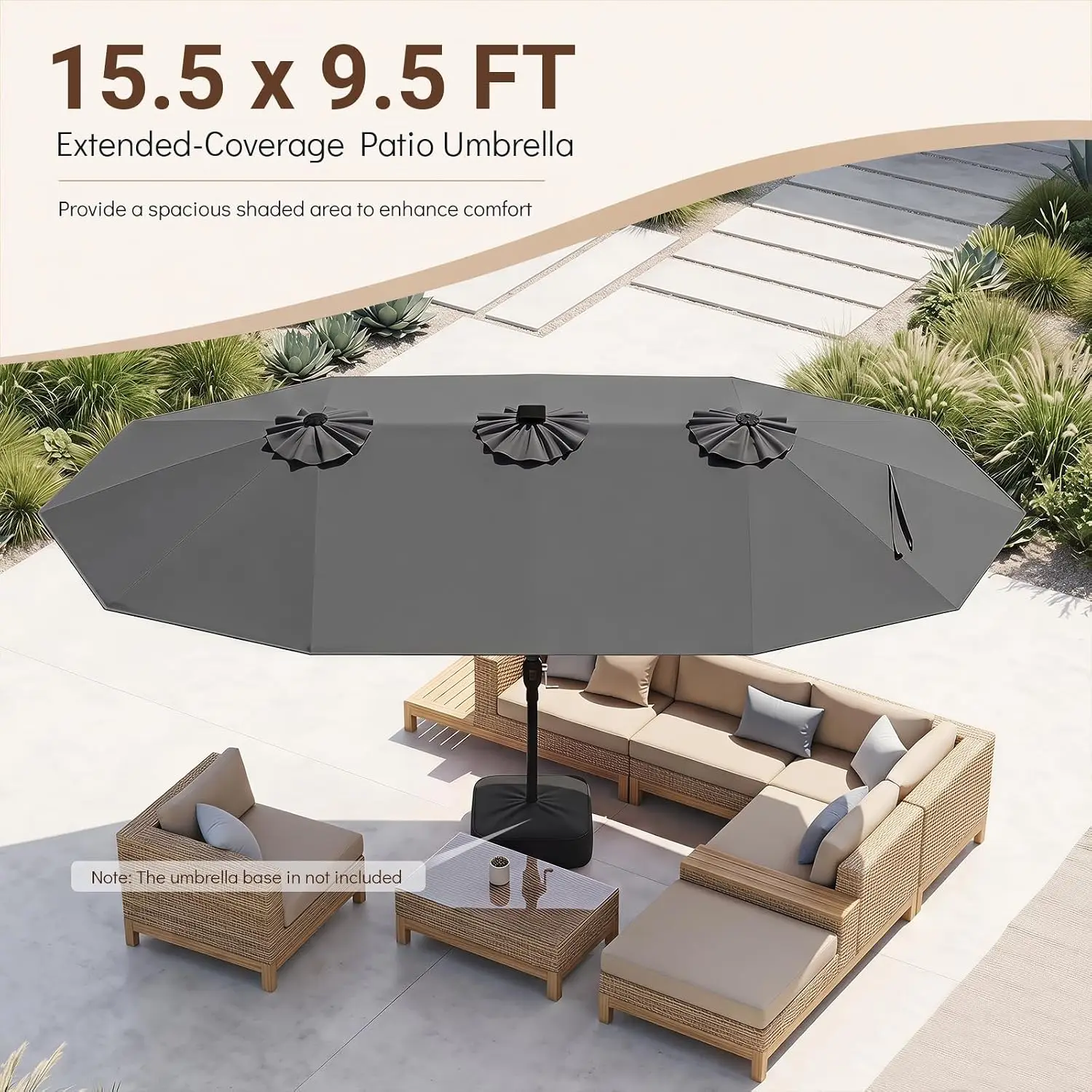 15.5 FT Patio Umbrella with Solar Lights | 144 Multi-Colored LED Lights, Extra Large, 12 Modes, 12 Sturdy Ribs, Customized