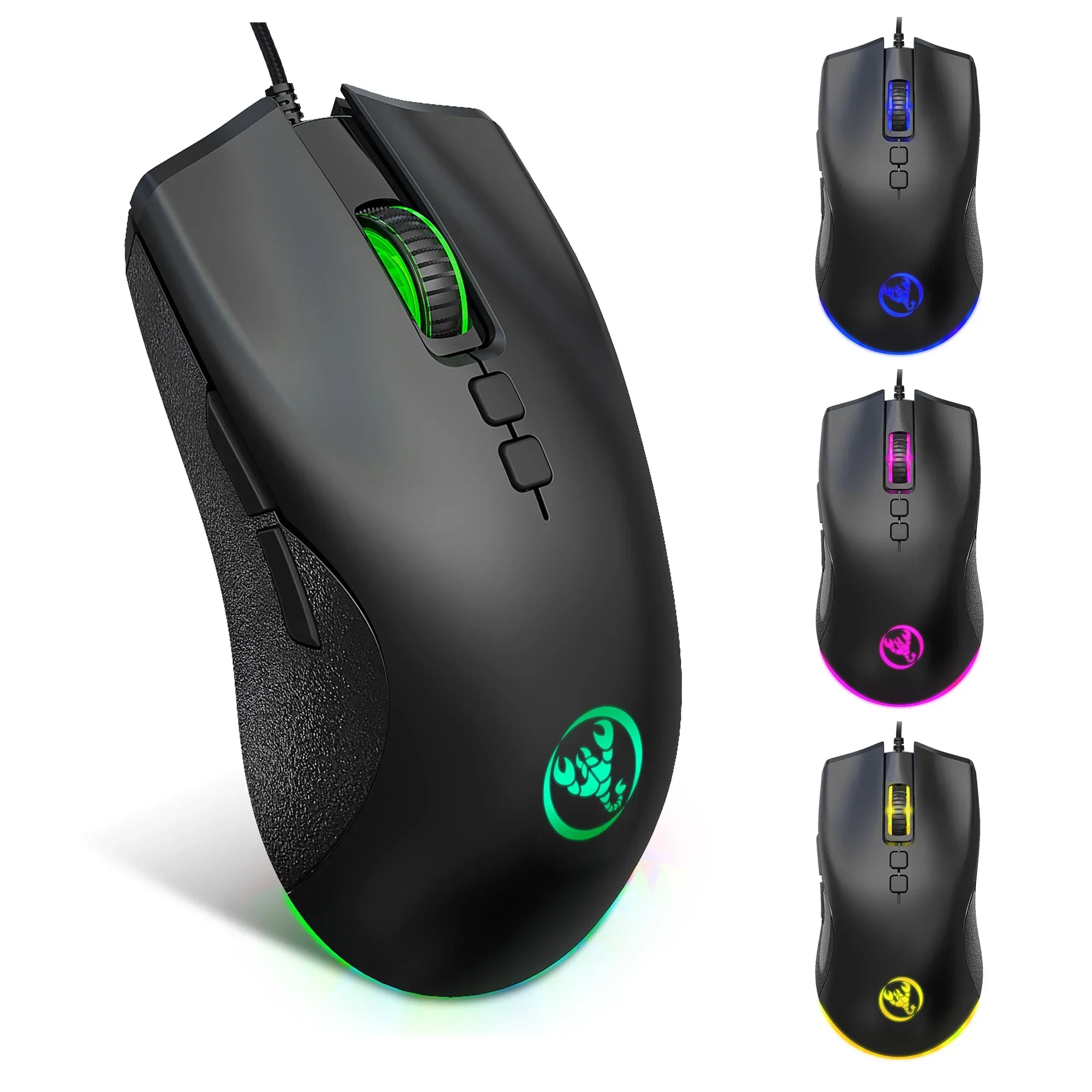 Zllmhy velocidade de movimento ajustável a883 mouse para jogos com fio brilho colorido 7d macro programação mouse para jogos para laptop escritório casa