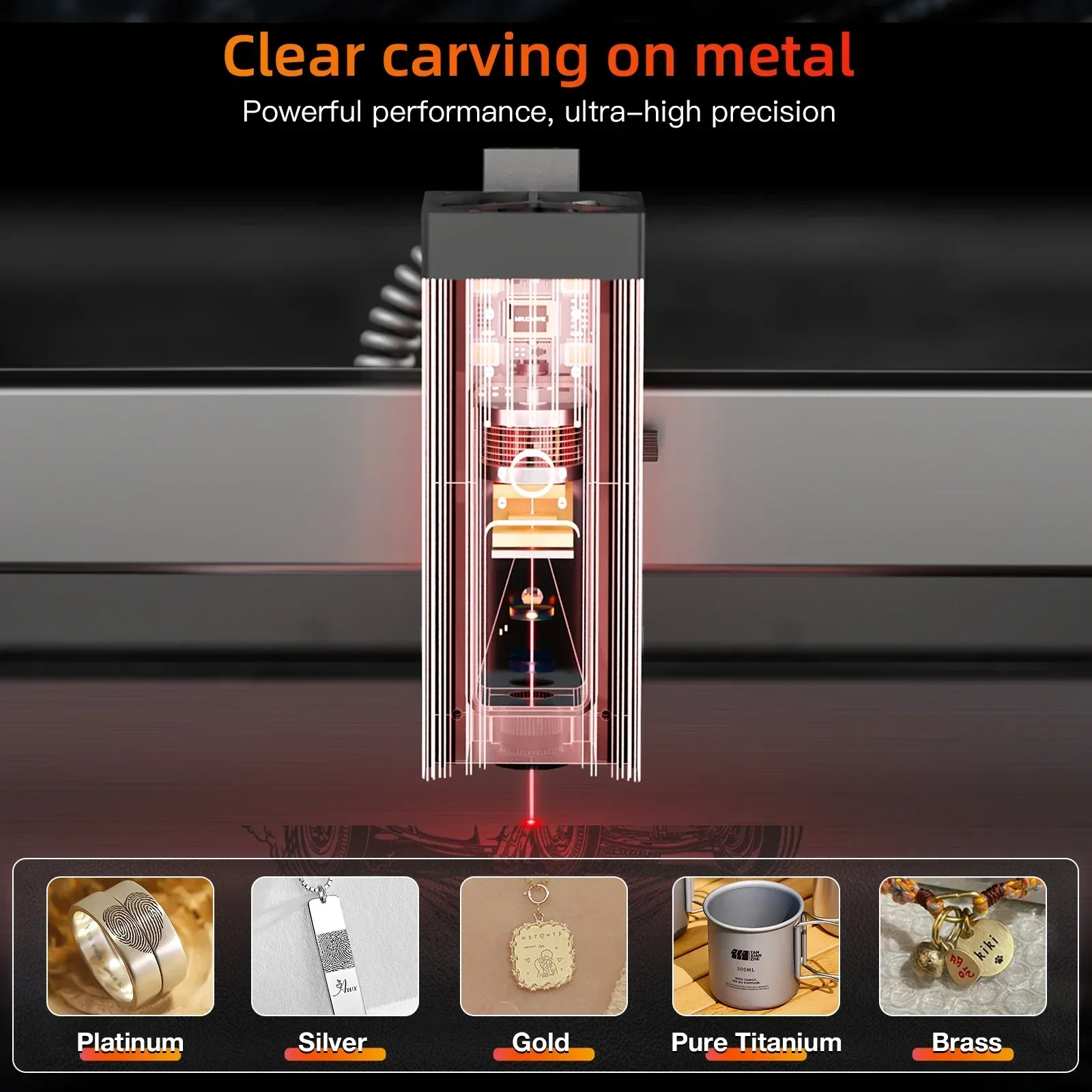 DAJA 1064nm Infrared Laser Head Module Suitable for All Metal Leather Plastic Acrylic Laser Engraving Machine Engrave