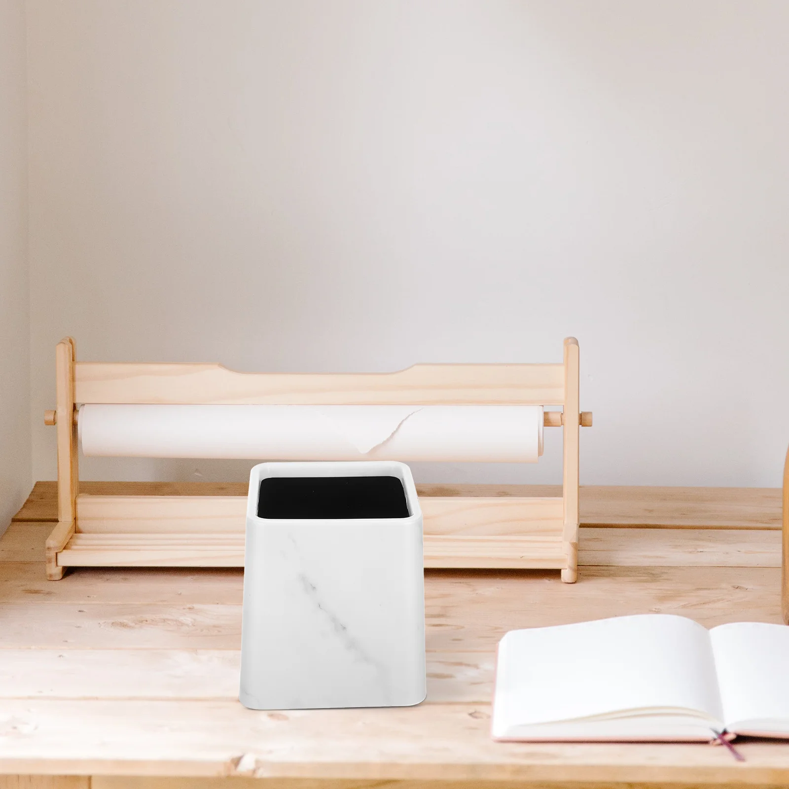 

Small Marble Desktop Trash Can Decorative Waste Basket for Bedroom Kitchen Bathroom Living Room Office Kitchen Garbage Bin