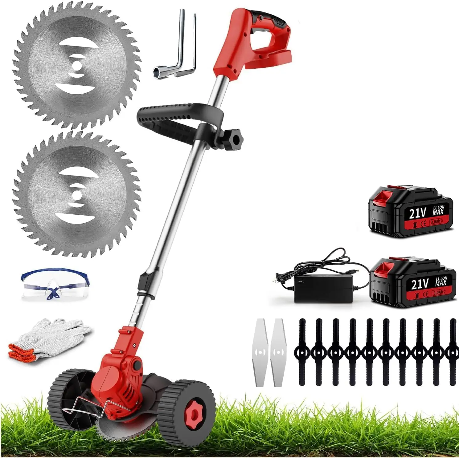 

Electric Cordless, Stringless Weed Wacker 3 Types Blades 3 in 1 Lightweight Edger Brush Cutter Weed Trimmer Grass Trimmer Tools