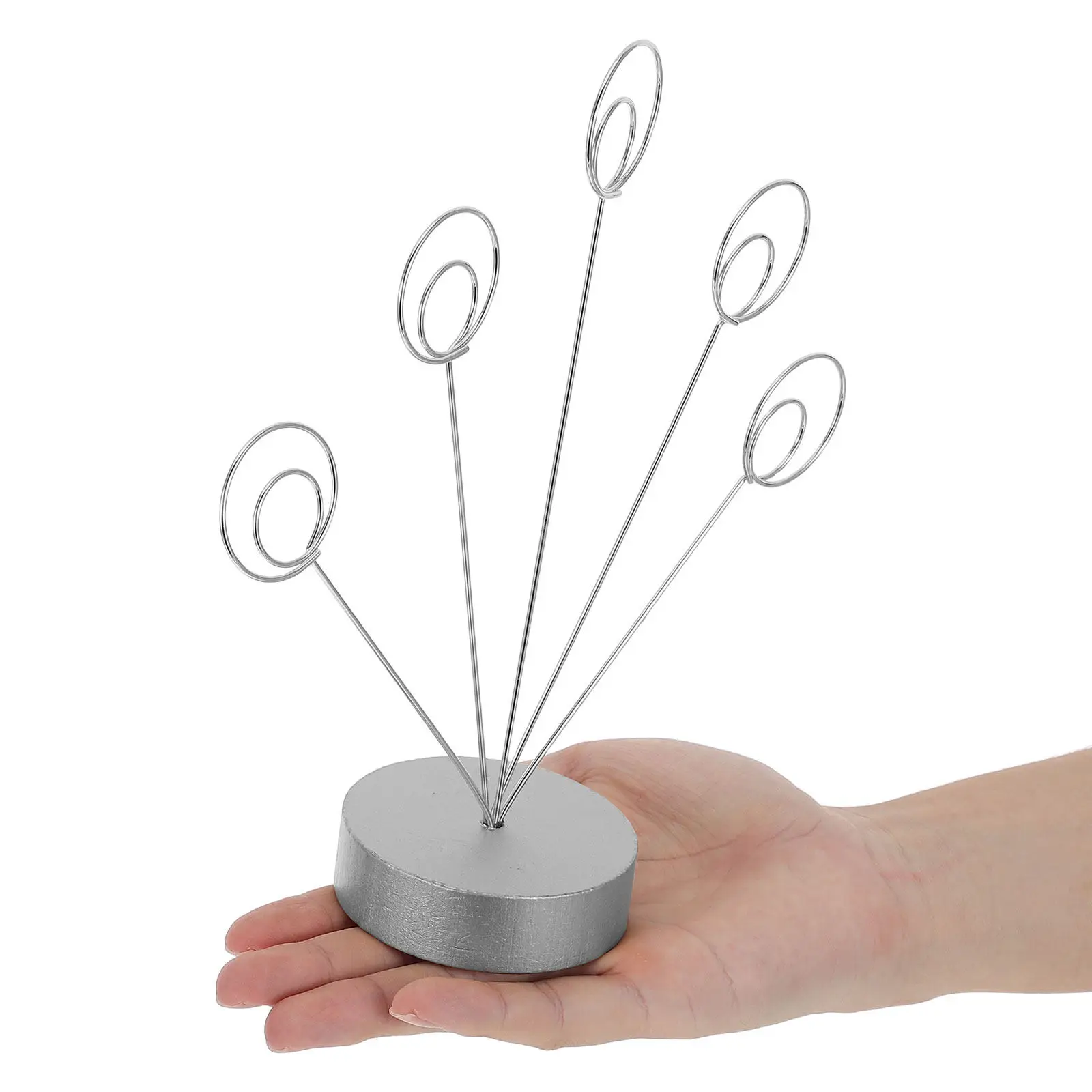 Desktop Business Card Display Board Round Tree Holder Metal Stand Five Circle Clips Photo Memo Note Clip Organizer Office Desk