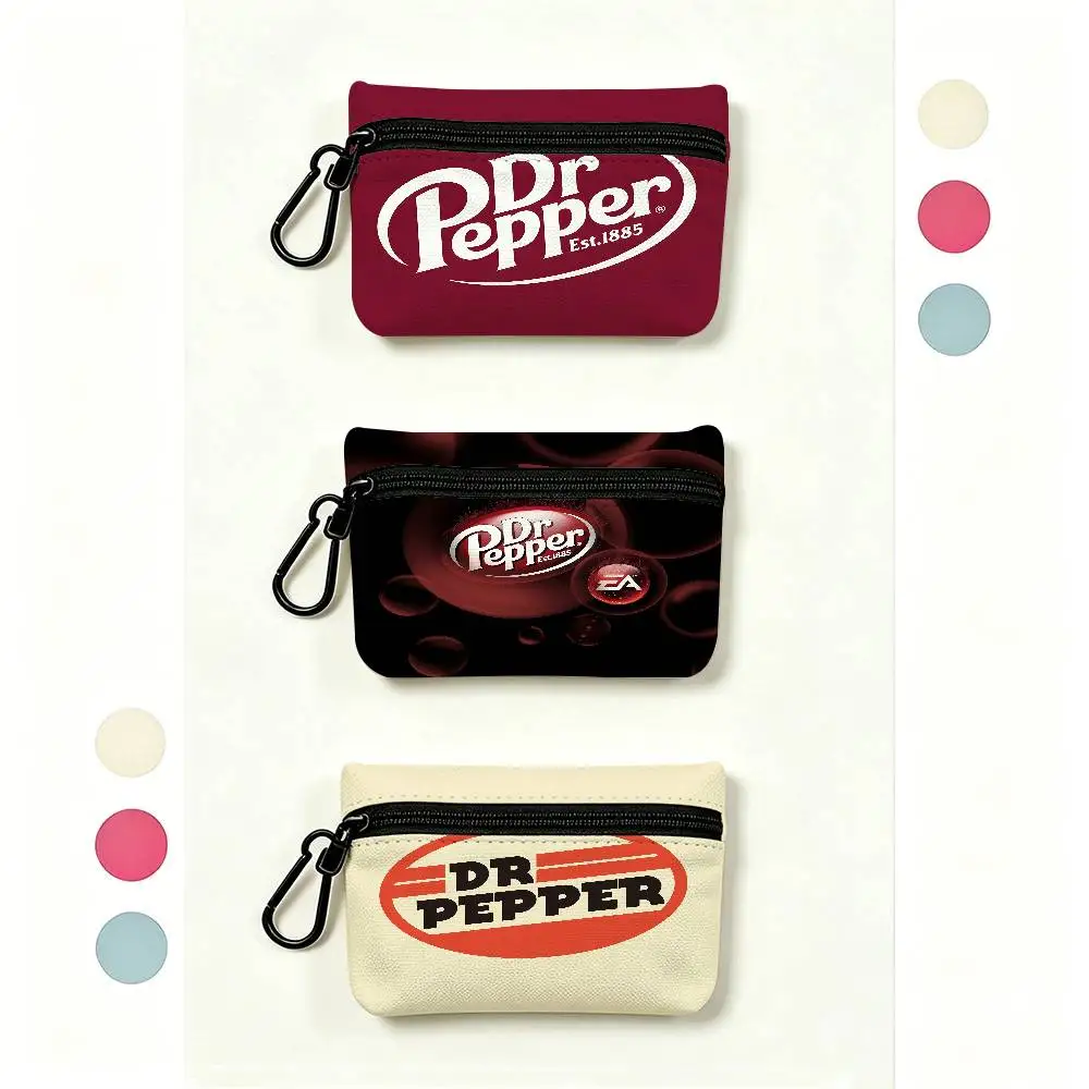 D-Dr P-Pepper Soda Logo Waterproof Oxford Cloth Zipper Wallet Portable Hanging Small Coin Purse For Travel