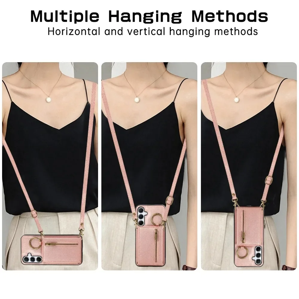 Crossbody Kartenhalter Brieftasche Hülle für Samsung S24 S25 S26 Ultra S23 FE S22 S21 Plus A57 A37 A56 A36 A16 A55 A35 Leder-Cover – Detail 10