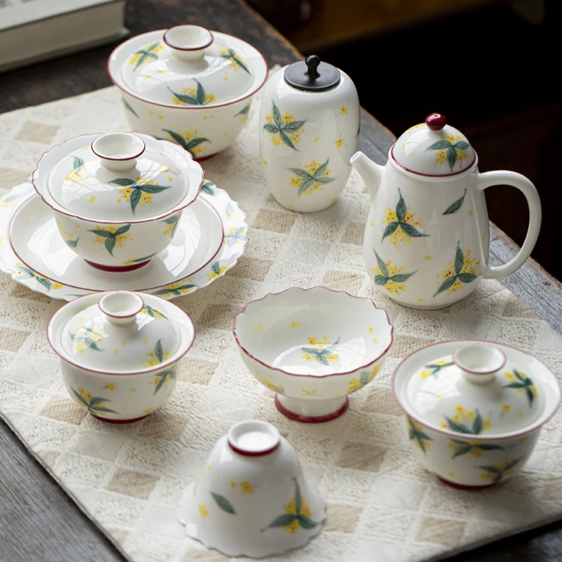 

Master Cup Handmade Thin Porcelain Gongfu Tea Cup Hand Painted Osmanthus Design Personal Tea Ceremony Tea Cup