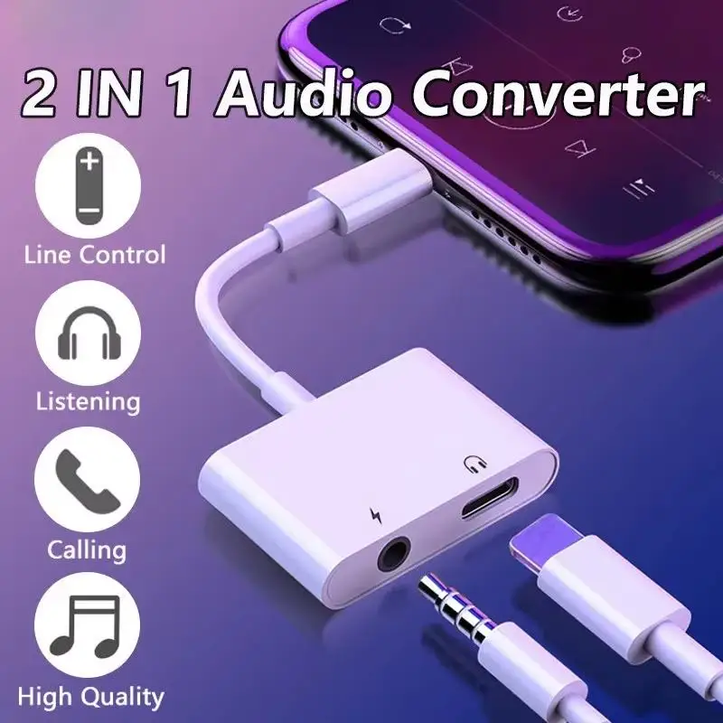 Audio Adapter For iPhone 14 13 12 11 Pro Max Aux Jack Headphone 3.5mm To Headphone Jack Charger Splitter Converter Accessories image 5