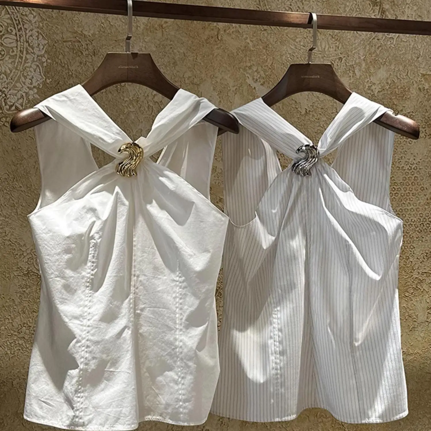 أوصى الأبيض الصليب عقدة Ne شنقا Svel irt سترة المرأة الصيف Faion تصميم الرغبة النقية حجم صغير #5