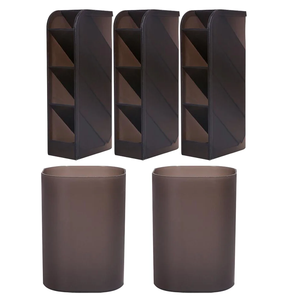 

5Pcs Stationery Storage Box Desktop Pen Case Multifunctional Organizer Black Compact Design for Office Home Desk