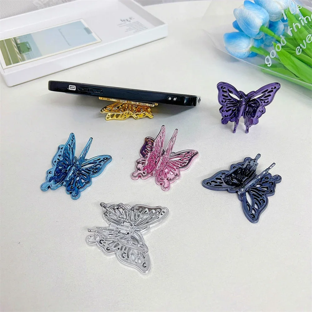 Dudukan ponsel Universal, braket telepon kupu-kupu, dukungan Desktop lipat untuk iPhone Samsung Xiaomi