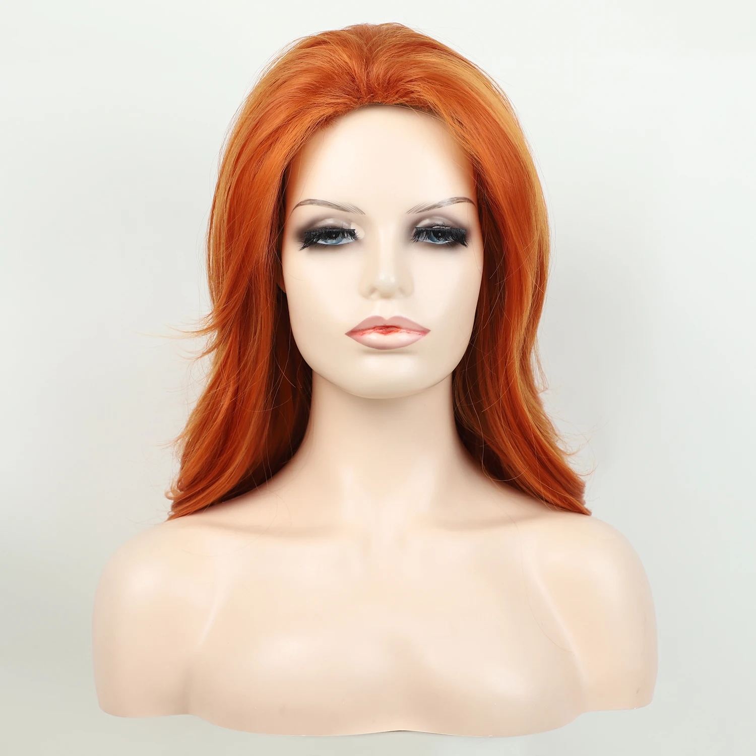 Synthetic Orange Wig for Woman Long Body Wave Hair Cosplay Lolita Party Natural Heat Resistant Wigs Fiber Daily Wear Hair