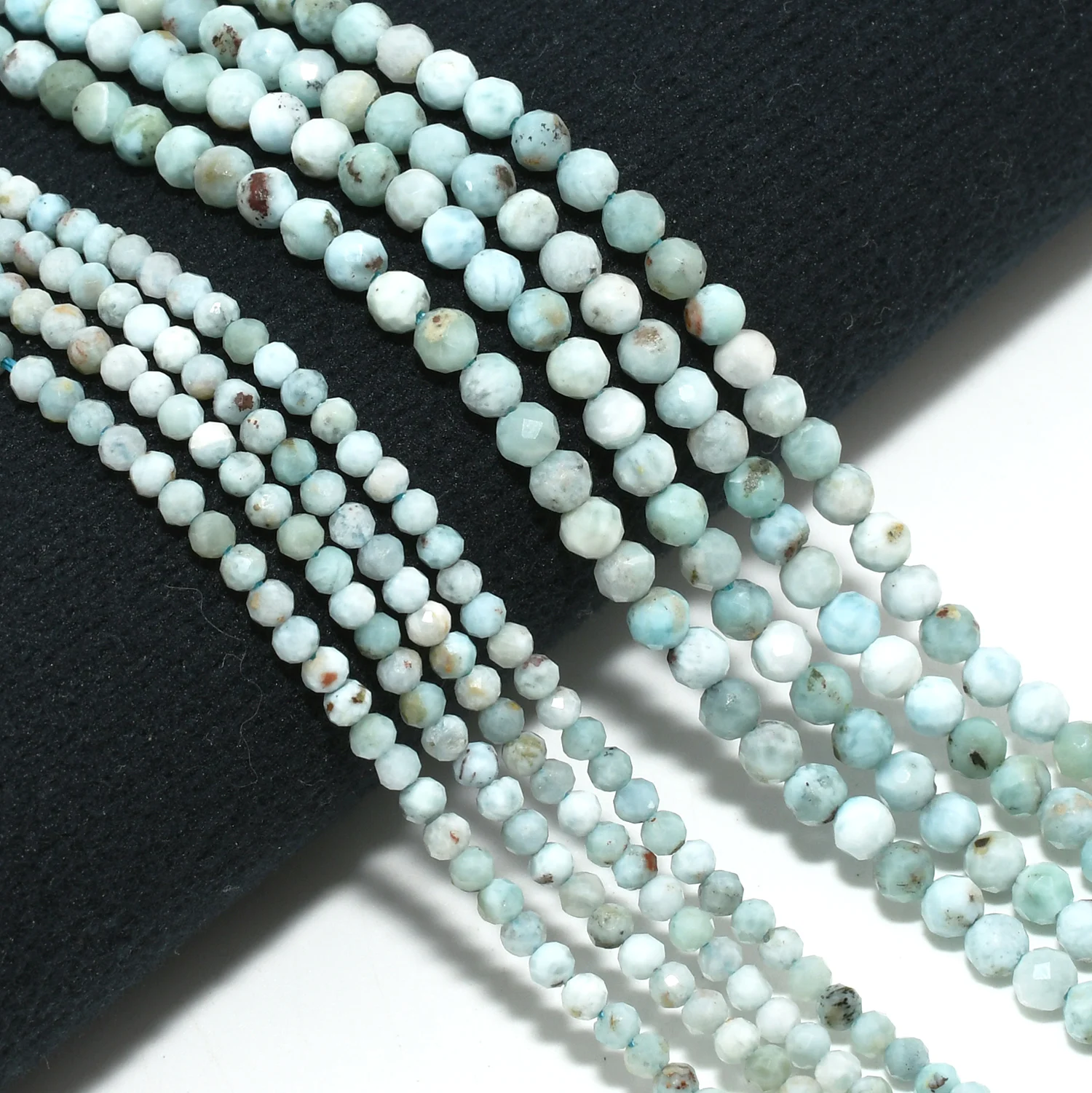 Natural Larimar Faceted Round Beads 2.4mm/3.2mm