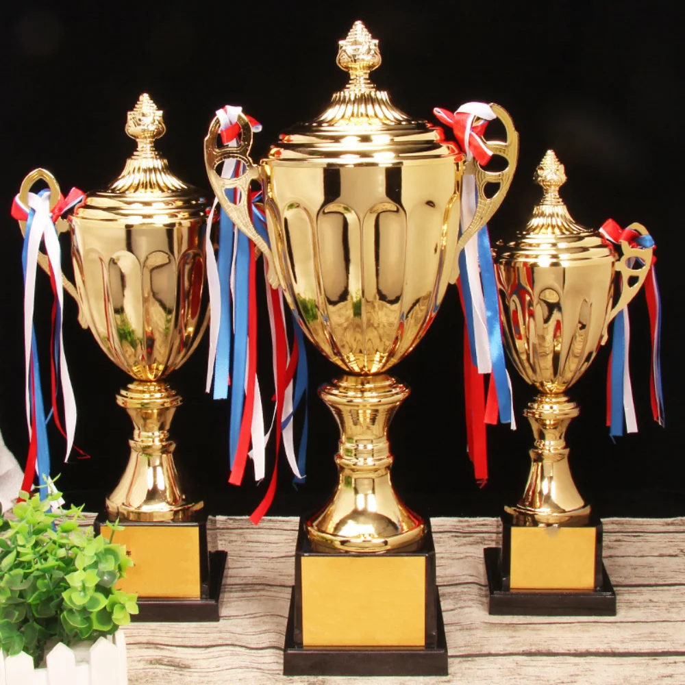 Sports Games Gold Trophy Awards Champion Metal Model Small Prize Cup with Lid School Rewarding Supply Winner Award Trophy Toy