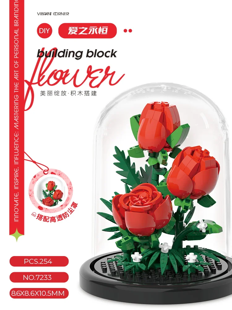 Eternal Bouquet Building Blocks Flower Model Creative Home Desk Plant Decoration Assemble Bricks Educational Toy Girl Kids Gifts