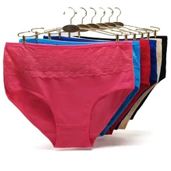 Cotton panties 2XL 3XL 4XL plus size briefs women Underwear high waist lingerie female intimate Transparent lace 3 pieces/lot