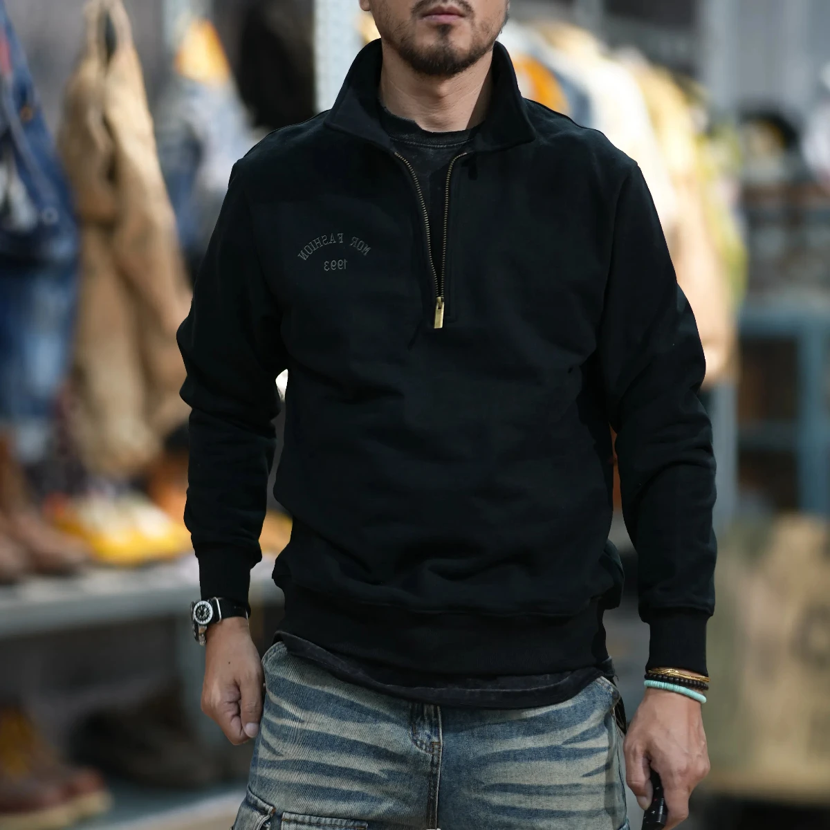 

Autumn and winter new wool circle cotton thickened hooded V-neck loose clothes long sleeve pocket cargo wind hoodie