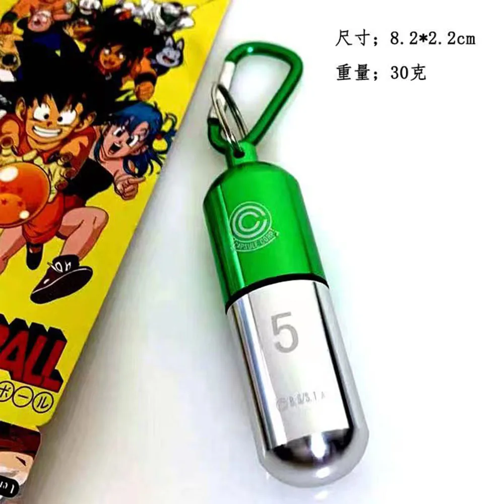 Dragon Ball Alloy Keychain Collectible Toy Bulma Capsule Keyring Portable Pill Box Container Pendant Kids Birthday Gifts