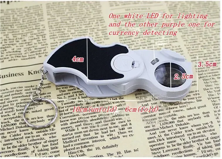 10X 25Mm Gấp Đèn LED Chiếu Sáng Kim Cương Kính Lúp Trang Sức Xác Định Tiền Tệ Phát Hiện Kính Phóng Đại Viên Ngọc Hình Vòng Tròn Ma Thuật