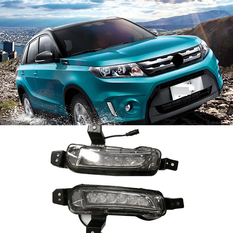 2 sztuki świateł do jazdy dziennej LED do Suzuki Vitara 2015 2016 2017 2018 Żółty przekaźnik sygnałowy Wodoodporny samochód 12V Led Drl