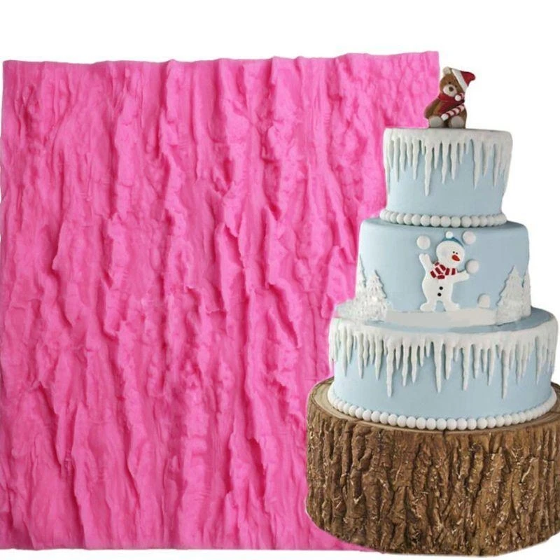 F19B Tree Bark Texture Silicone Mold Cake Fondant for Impression Mat Decorating Supplies for Cupcake