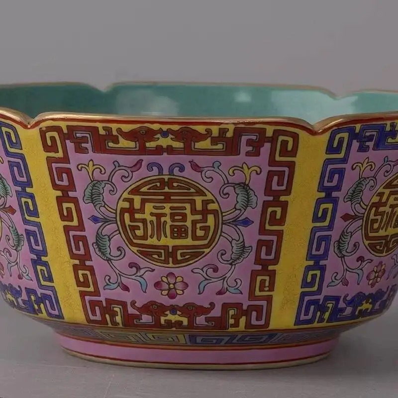 Chinese Qing Dynasty Qianlong Era Pink Enamel Porcelain Bowl With Lotus Flower Pattern
